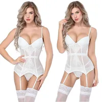 Dames Bustier Corset Sexy Gordel Taille Cincher met ribbelband Sexy overbust Lace Up Top Femme Lingerie Push Up Bustier Plus Size