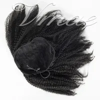 Brasileiro 4a 4b 4c 120g Color natural Horsetail Afro Kinky Curly reta Banda elástica de cabelo humano virgem