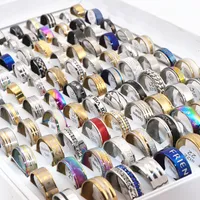 Wholesale 100pcs lot STAINLESS STEEL RINGS Mix Styles lovers couple ring for Men Women Fashion Jewelry Party Gifts wedding band Brand New
