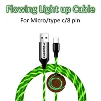 Cable USB que brilla intensamente y redondo para iPhone X S 8 2.4A Cable de sincronización de datos Cargador rápido Cable de alambre de carga para Android