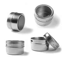 Salt Shaker Mills Magnetic Spice Jar Set com adesivos TINS ​​de aço inoxidável Especiarias Recipiente de armazenamento Pimenta Sprays Sprays