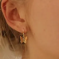 1pair Bohemian punk Earrings Jewelry gold & silver color butterfly shape Stud Earrings Best Gift for Women Girl E050