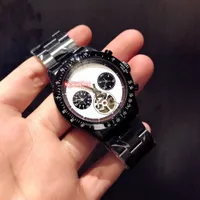 Yeni Erkek Retro İzle Siyah Paslanmaz Çelik Kasa Kayış Watch Otomatik Mekanik İş İzle Üç iğneli Çok fonksiyonlu saatler