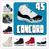 Con scatola 11 11s Concord 45 Bred Xi Platinum Tint Basketball Shoes Gym Red Prom Night Win Like 96 82 Menswomens Sneakers sportivi 378037-100