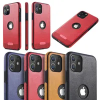 Mode Leather Phone Fodral för iPhone 12 Mini 11 Pro Max XS XR X 6 7 8 Plus SE With Hole Soft TPU PU Business Men Back Cover