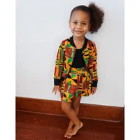 2020 Children Girls Clothing Set Africa Printed Zipper Coat Tops+Dress 2 Piece Set Bohemia Spring Autumn Kids Girls Clothes