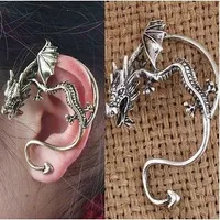 2 colors Dragon Ear Cuffs Unisex Antique Silver / Copper/Black Tone Piercing Single Bone Clips Stud Cuff Earrings