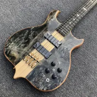 Neck through Body Ebony Fingerboard Passive Closed Type Pickup Burst Maple Top 4 Strings Bass Guitar Free Shipping