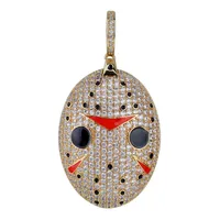 Plaqué or 18k Jack masque collier pendentif Glacé chaîne corde en acier inoxydable pour Zircon Hommes Femmes