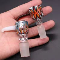Shisha -Perg -Wag -Glasschale mit farbenfrohen Kopf Bong Schüssel Stück 14mm 18 mm männlicher Rauchzubehör für Wasserrohre Rigs