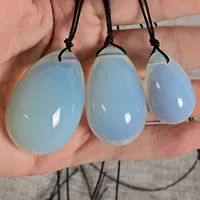 Doğal Opalite Jade Yumurta Delikli Yoni Yumurta 3 boyut Kristal Küre Masaj Kegel Toplar Viginal Muscle Aşk Taşı Sıkma için