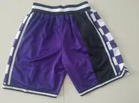 Nuovo Shorts squadra Shorts 94-95 Vintage Baseketball Shorts Pocket Zipper corsa Abbigliamento Swish colore viola appena fatto formato S-XXL