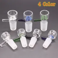 14mm skål och 18 mm manliga glasskålar som glider med blått grönt snöflingefilter för glasbongs vatten bongoljeriggar