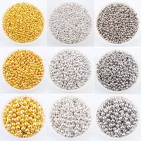 WOJIAER 3mm 4mm 6mm 8mm Gold Silver-Color Pewter Metal Iron Round Loose Beads Spacer for Jewelry Making 100pcs/lot BH306