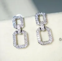 Victoria Super Star Lange Baumeln Ohrring Luxus Schmuck 925 Sterling Silber Full Pave White Sapphire Diamant Geometrie Frauen Tropfen Ohrring Geschenk