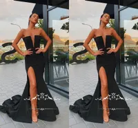 African Yousef Aljasmi Sexy Plus Size Black Mermaid Evening Dresses High Side Split Arabic Abendkleider Formal Dresses Evening Prom Gowns