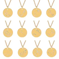 Acciaio inossidabile 12 Collana Constell Crystal Crystal Oroscopio Coin Coin Pendants Women Men Fashion Jewelry Will and Sandy