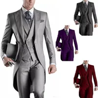 Custom Made Mens Designer Suits 2019 Peaked Lapel Three Pieces Groom Tuxedos Men&#039;s Slim Fit Tailcoats (Jacket+Vest+Pants)