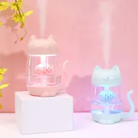 LED Cat Nawilżacz Night Light Kryty Kolor Atmosfera Lekkie Multicolor Cartoon Świecące Zabawki Biały Różowy Niebieski Fioletowy
