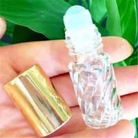 Botellas de rodillos de aceite esencial de cristal transparente de 5 ml con tapa de oro Perfumes de aromaterapia Balms de labios Roll en botellas