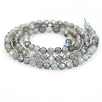 Ny 3mm 4mm Storlek Natursten Loose Beads Labradorite Facetted pärlor för DIY smycken gör armband Moonstone pärlor