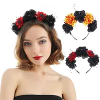 New style Flower Cute hair bows hair clips 2 colors Halloween hair accessories for women and girls Wide head hoop headband Wholesale JJ534