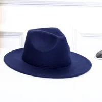 ISHOWTIENDA Wool Women's   Hats Classical Gentleman Wide Brim Felt Wool Fedora Hats For Floppy Cloche Top jazz Cap