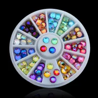 Wiel Kleurrijke Nail Art Rhinestones Glitter Diamond Gems 3D Tips DIY Decoratie, Nail Studs Rhinestone