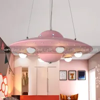 Kolorowe UFO Latające spodki żyrandol Nordic Creative Boys Girls Kids Pokoje Hanglamp Lights Sypialnie Restauracja