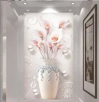 Tapete des kundenspezifischen Wandbildes 3D prägte einfaches Haus und reichen Vase-Innenveranda-Hintergrund-Wand-Dekoration-Wandbild-Tapete