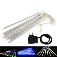 LED Meteor Duş Yağmur Işıkları Noel Işık Kar yağışı LED Şeritler 8 adet / takım 30 50 cm Dekorasyon Işık 100-240 V AB ABD Fiş