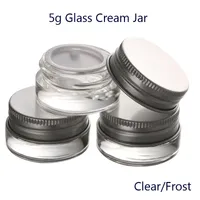 5g di alta qualità trasparente / gelo in vetro bottiglie creamn make up jar con coperchi di alluminio confezione contenitore cosmetico