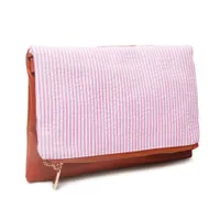 Pink Seersucker Cosmetic Bag 10pcs Lot Ga Warehouse Joint PU Material Crossbody Clutch Women Umhängetasche Geschenk Geldbeutel für ihren DOM286