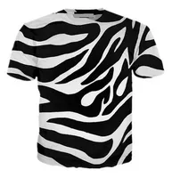 Nova Moda Homens / Mulheres Zebra Linha Stripe Engraçado 3D T-shirt Ocasional T-Shirt de Manga Curta de Verão Tops RZC0113