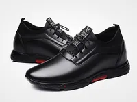 2020 plataforma de la moda zapatillas de deporte de los hombres zapatos de cuero marrón Ascensor Banda elástica de la altura ocasional aumento de 6 cm de zapatos