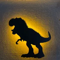 1 3D dinossauro projeção lâmpada de parede levou adesivo silhueta sensor de luz noturna 1 pc