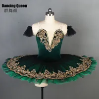 11 rozmiarów! Głęboki Green Velvet Bodice Profesjonalne Balet Tutu Dla Kobiet Dziewczyn Blin Półmisek Tutu Dla Ballerina Dzieci Dorosłych BLL090