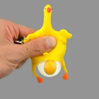 Laying Egg Hens Chicken Keychains Sticky Venting Prank Mischievous Spoofing Mood Squeeze Relief Tricky Funny Gift Key Chain Keychain Keyring