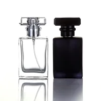 30ml noir et blanc bouteille de parfum en verre de haute qualité bouteille de parfum atomiseur flacon transparent jet carré noir transparent cristal