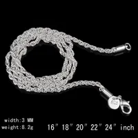 Nouvelles chaînes de corde torsadées de 3 mm pour femmes hommes 925 Sterling Argent Colliers Colliers Bijoux en vrac 16-30 pouces