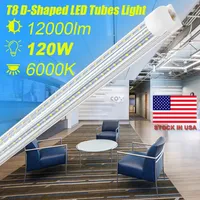 Sunway-CN, Forma en forma de D TUBO T8 LED 4 8 pies Lámpara fluorescente LED 120W 8FT 3ROWS LED Tubos de luz LED Puerta enfriador Iluminación