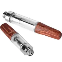 10 Pcs Dabwoods TH205 Vape Pen Atomizers Cartridges Wooden Drip Tip 0.5ml 0.8ml Empty Ceramic Coil Thick Oil Carts 510 Thread Vaporizer Dab Woods
