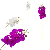 Düğün Centerpieces Yapay Çiçekler için Gerçek Dokunmatik Kelebek Orkide Çiçek Sahte Cymbidium PU Phalaenopsis Orkide beyaz / fuşya renkleri