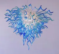 Dekoratif El Üflemeli Cam Avize Işık Ev İtalyan Murano Sanat Mavi Gölge Aqua Avize Kolye Lambaları