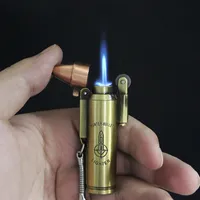 Новый прикуриватель пуля Форма бутан ветрозащитного Jet факел пламя шлифовальный круг прикуриватель брелок Подвеска