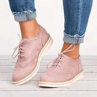 WENYUJH caoutchouc Brogue Chaussure Femme Plate-forme Oxfords style britannique Creepers Découpes Flats Casual Chaussures Femmes PU lacent Chaussures