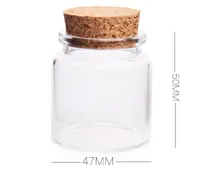 50 ml 재활용 유리 코르크 뚜껑 저장 용기, 작은 유리 병 약병 펜던트와 코르크 SN2153