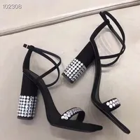 Vestido de noche del partido de charol negro diamantes de imitación de tacón zapatos de boda de moda Moda Edén del tacón alto de las mujeres del partido los zapatos de tacón de 9 cm