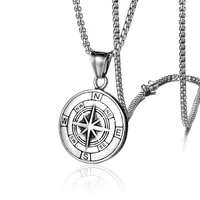 Edelstahl Klassische antike Kompass Gold Halskette Männer Stern / Buchstaben Halskette Silber Farbe Runde Schmuck Mode Halsketten 2019