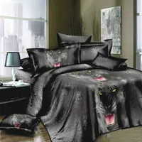 grossist gratis frakt 4st 3d tryckta sängkläder set sängkläder svart tiger duvet sängkläder
